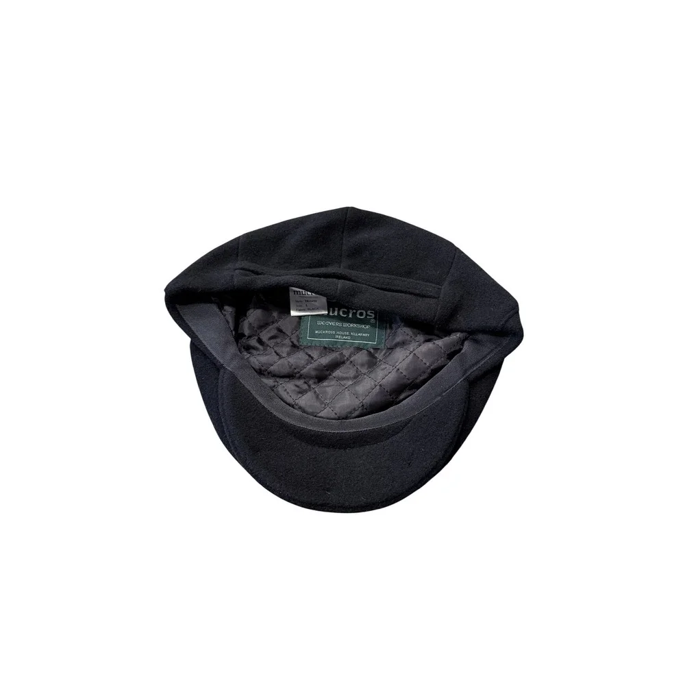 Mucros Weavers Workshop Trinity Style‎ Cap Black Wool Blend Size L Ireland